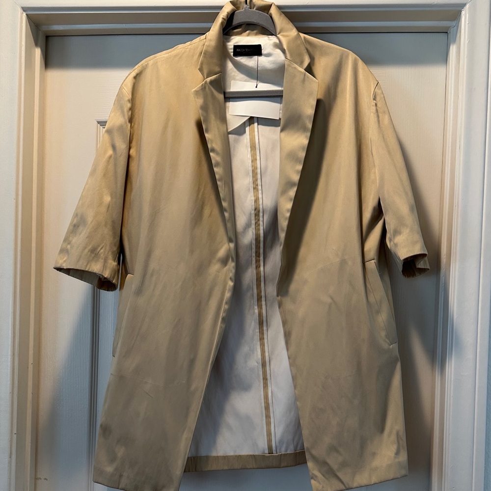 Piazza Sempione Sand Short-Sleeve Open Blazer